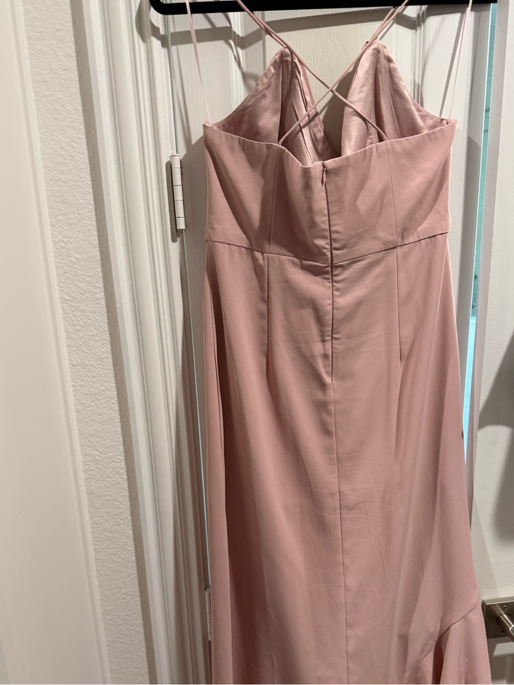 Blush Pink Spaghetti-Strap Ruffle Dress - Picture 4 of 5